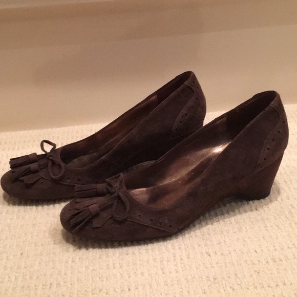Kastadiva Brown Suede Wedges Size 6 - Picture 1 of 4